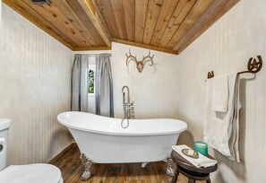 Combined shower/tub, jetted tub, hair dryer, bidet