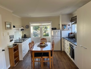 Fridge, microwave, dishwasher, toaster