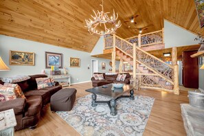 TV, fireplace, table tennis - Upscale Home With Expansive Mountain Views (Banner Elk)