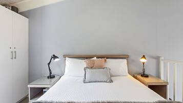 1 bedroom, desk, iron/ironing board, travel cot