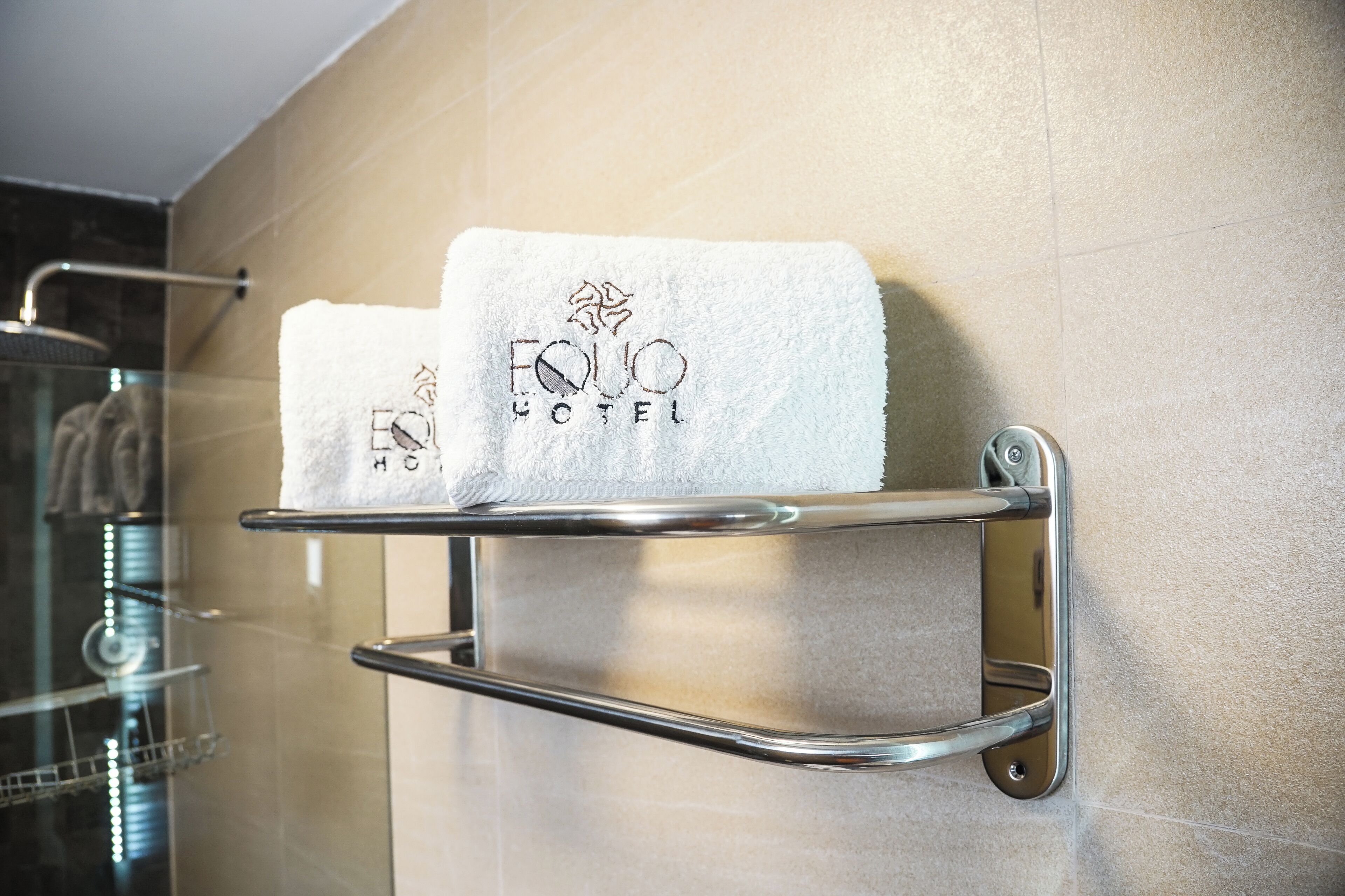 free toiletries, towels, soap, shampoo