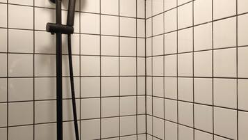 Douche, sĂšche-cheveux, serviettes fournies, savon