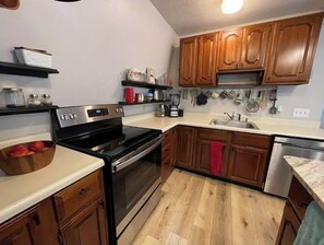 Fridge, microwave, stovetop, dishwasher