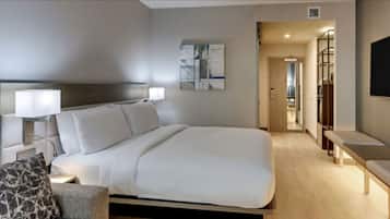 Minibar, desk, laptop workspace, iron/ironing board