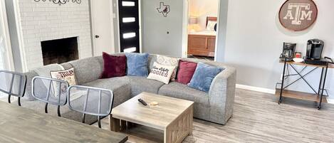 Smart TV, fireplace, video games