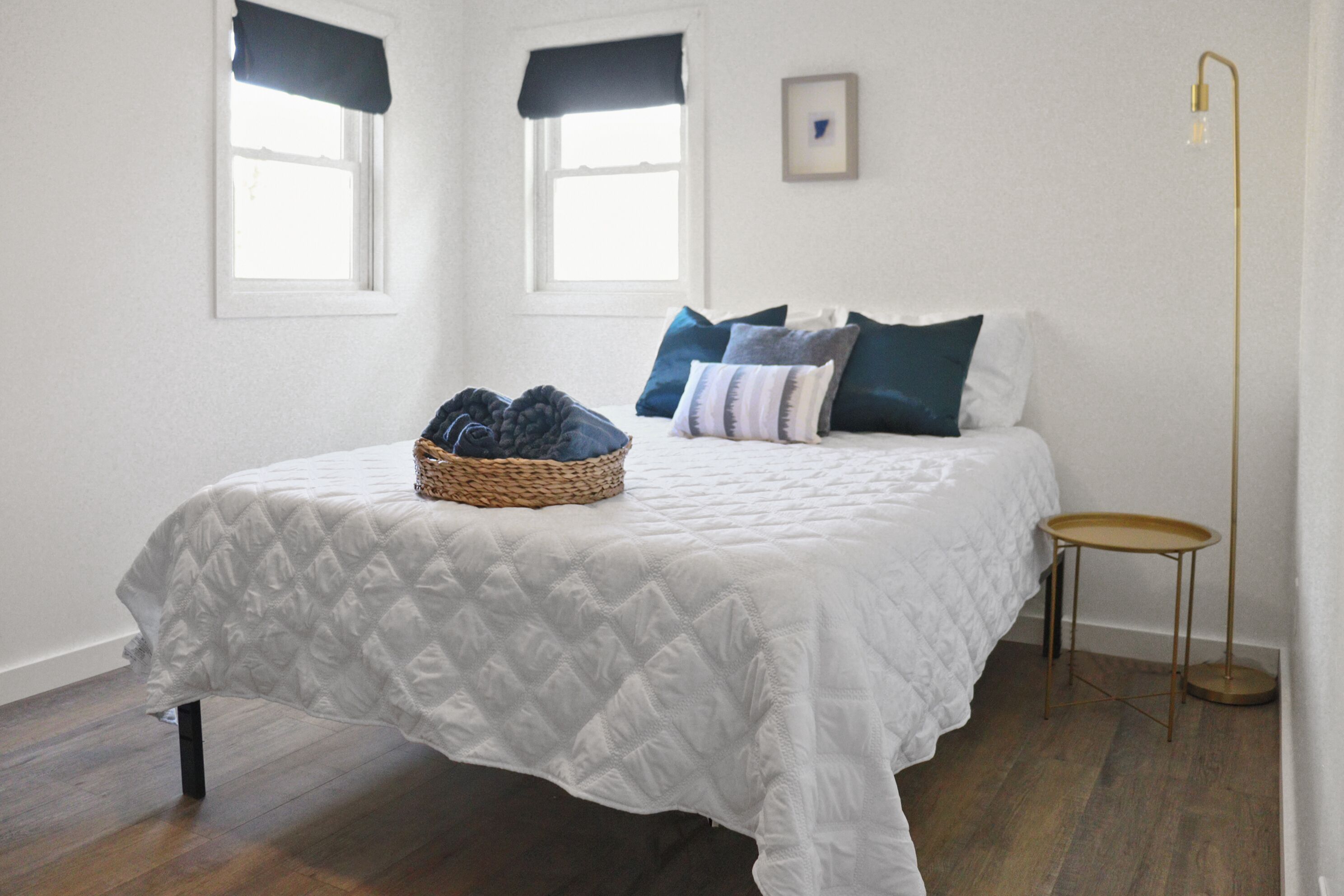 2 bedrooms, memory-foam beds, desk, blackout curtains