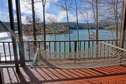 Lakefront House with Hot Tub, 2 covered Decks, Boat Dock & Patio w/ Firepit
