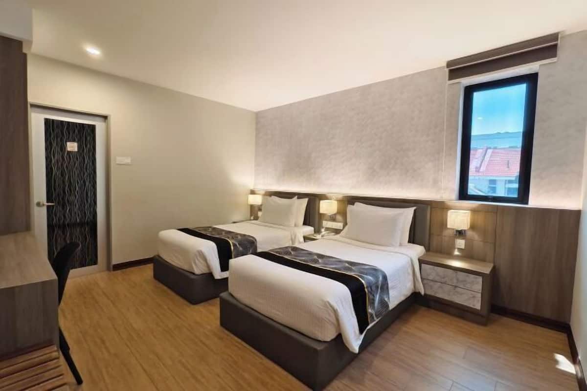 Minibar, desk, blackout curtains, iron/ironing board