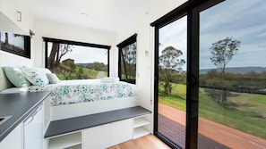 1 bedroom, desk, bed sheets