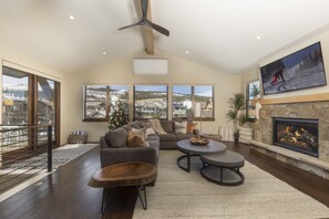 TV, fireplace
