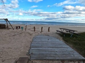 On the beach, sun-loungers - Sunrise Beach Oscoda - Lake Huron | Condo |Sleeps 8 |  3BR/2BA | Private Beach (Oscoda)