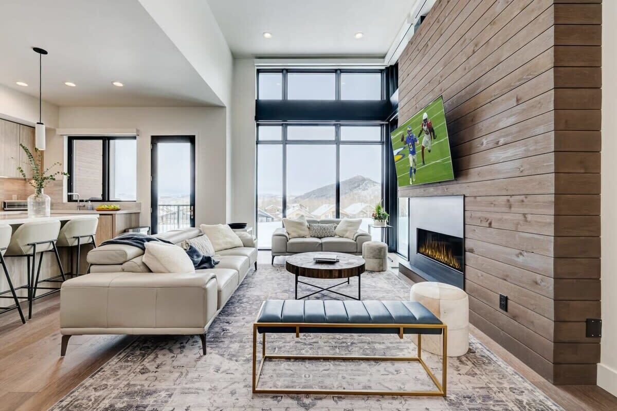 Télévision, cheminée, espaces bureaux