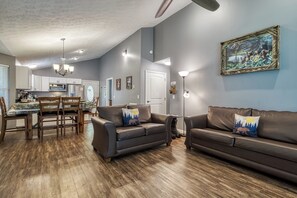 TV, fireplace, video games