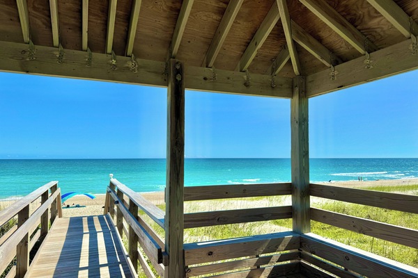 2 gazebos on property with seating.