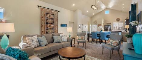 Smart TV, DVD player, video library, stereo