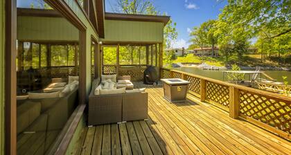 Stylish 4BR Lakefront Cabin w/ Hot Tub