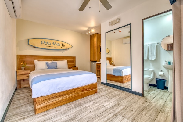 Queen Bed, Kitchenette, Private Bathroom, AC, and so much more!