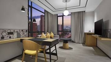 Premium Suite, 1 King Bed | Living area | LCD TV