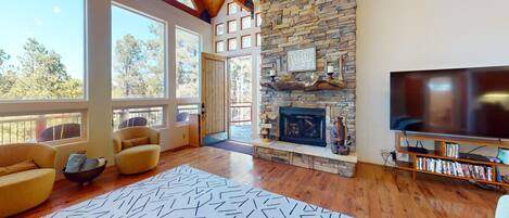 TV, fireplace, DVD player