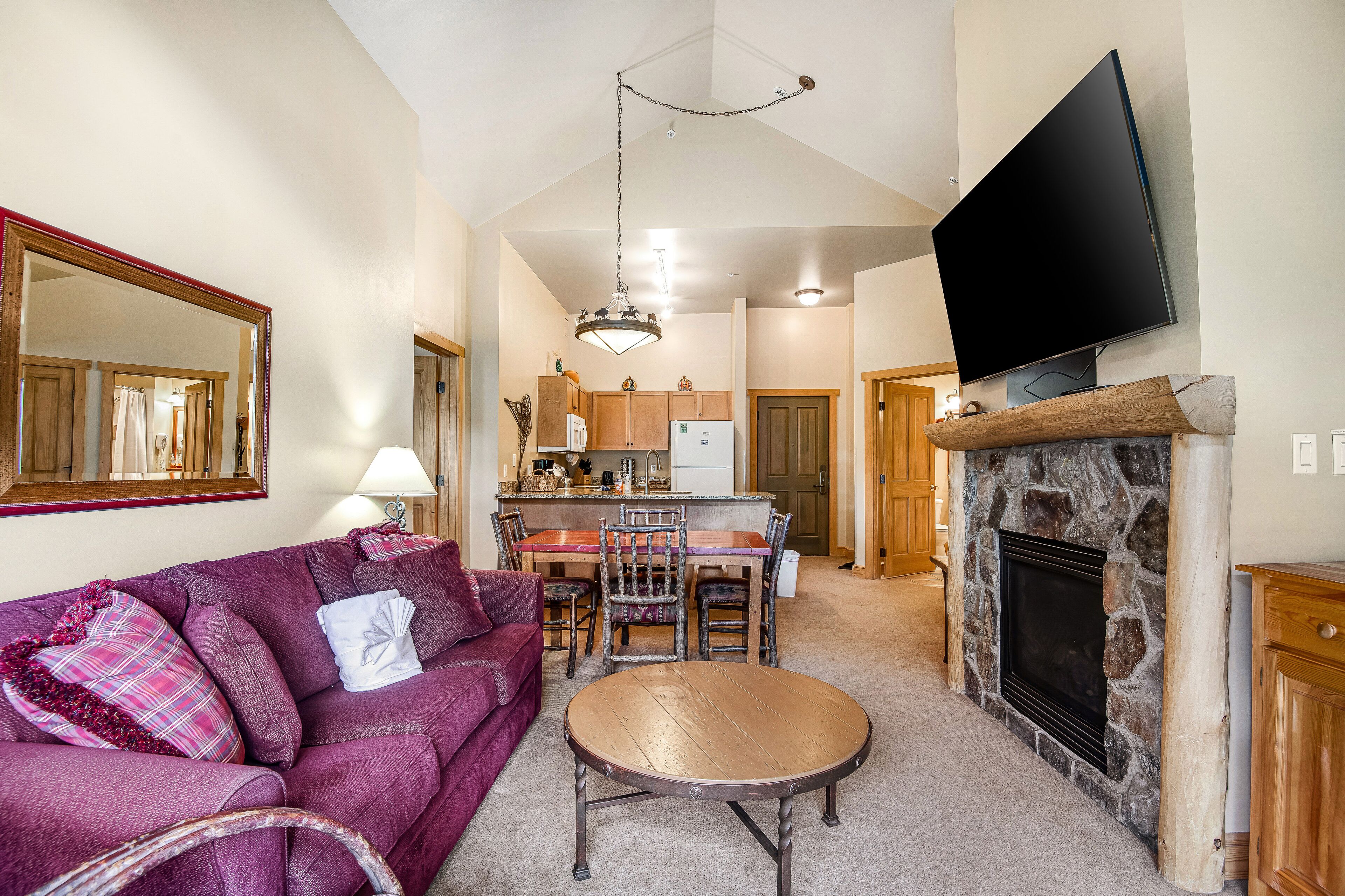 Walk-to-Lift Condo with Amazing Mountain View, Fireplace & Shared Hot Tub/Sauna