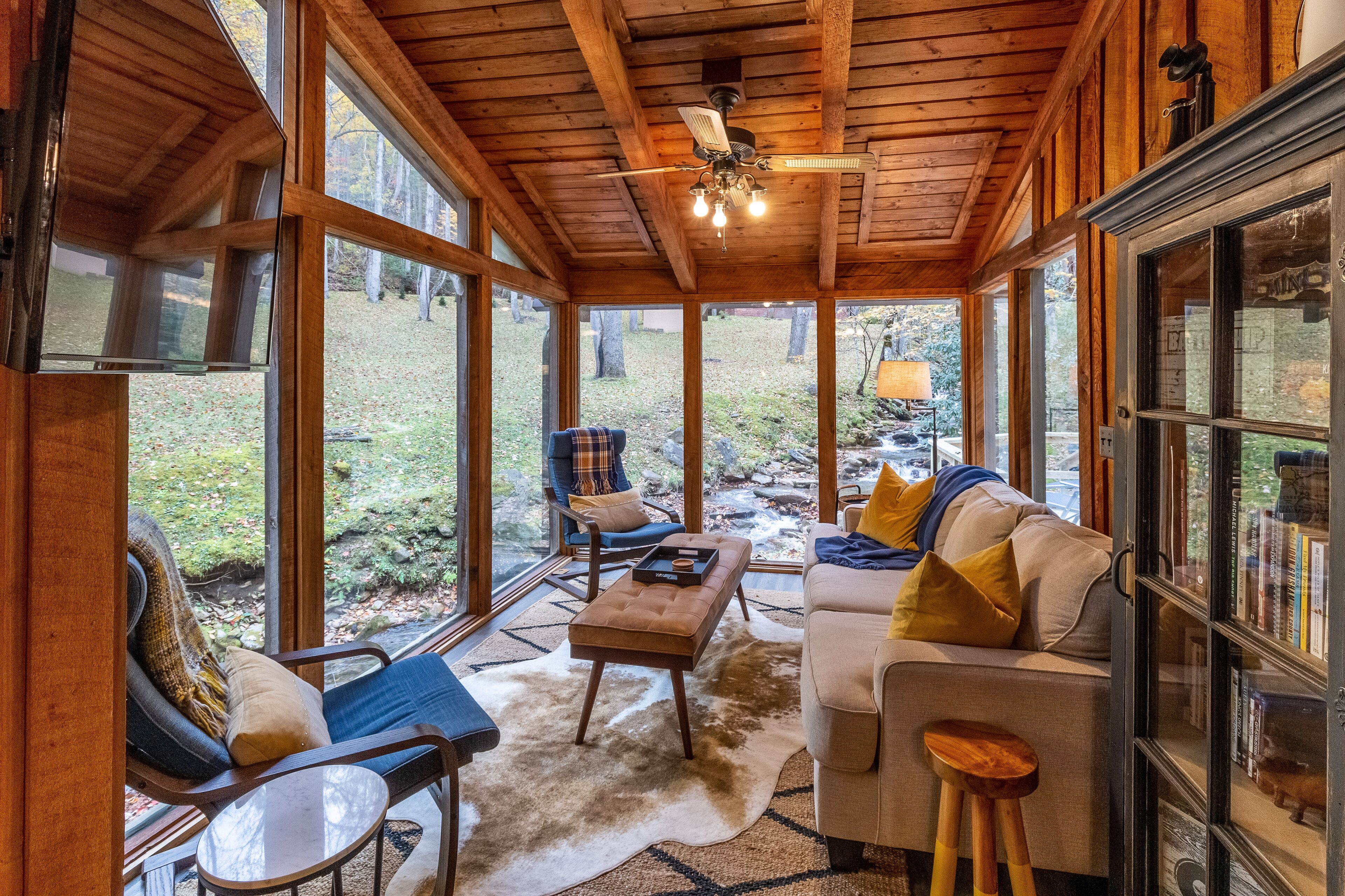 Stunning water-view cabin with fireplace, sunroom, deck, firepit, & fast WiFi