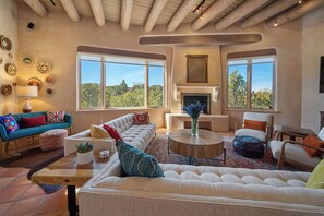 Télévision, cheminée, espaces bureaux