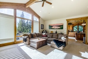 TV, fireplace, DVD player, books