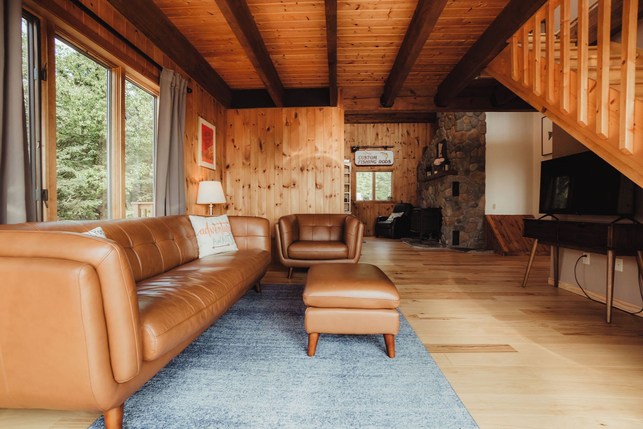 Smart TV, fireplace, Netflix, books