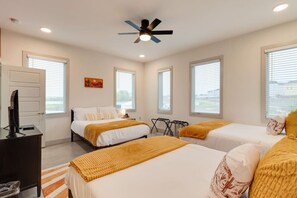 2 bedrooms, desk, iron/ironing board, travel cot