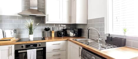 Fridge, microwave, oven, toaster