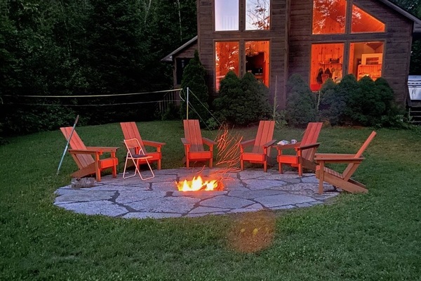 Summer nights. Custom inset fire pit.