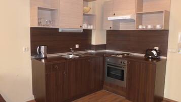 Apartment | Private kitchen | Fridge, microwave, oven, stovetop