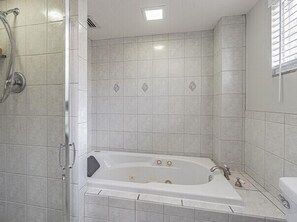 Shower, jetted bath, hair dryer, towels - Perfect Location Heated Pool House (Tampa)