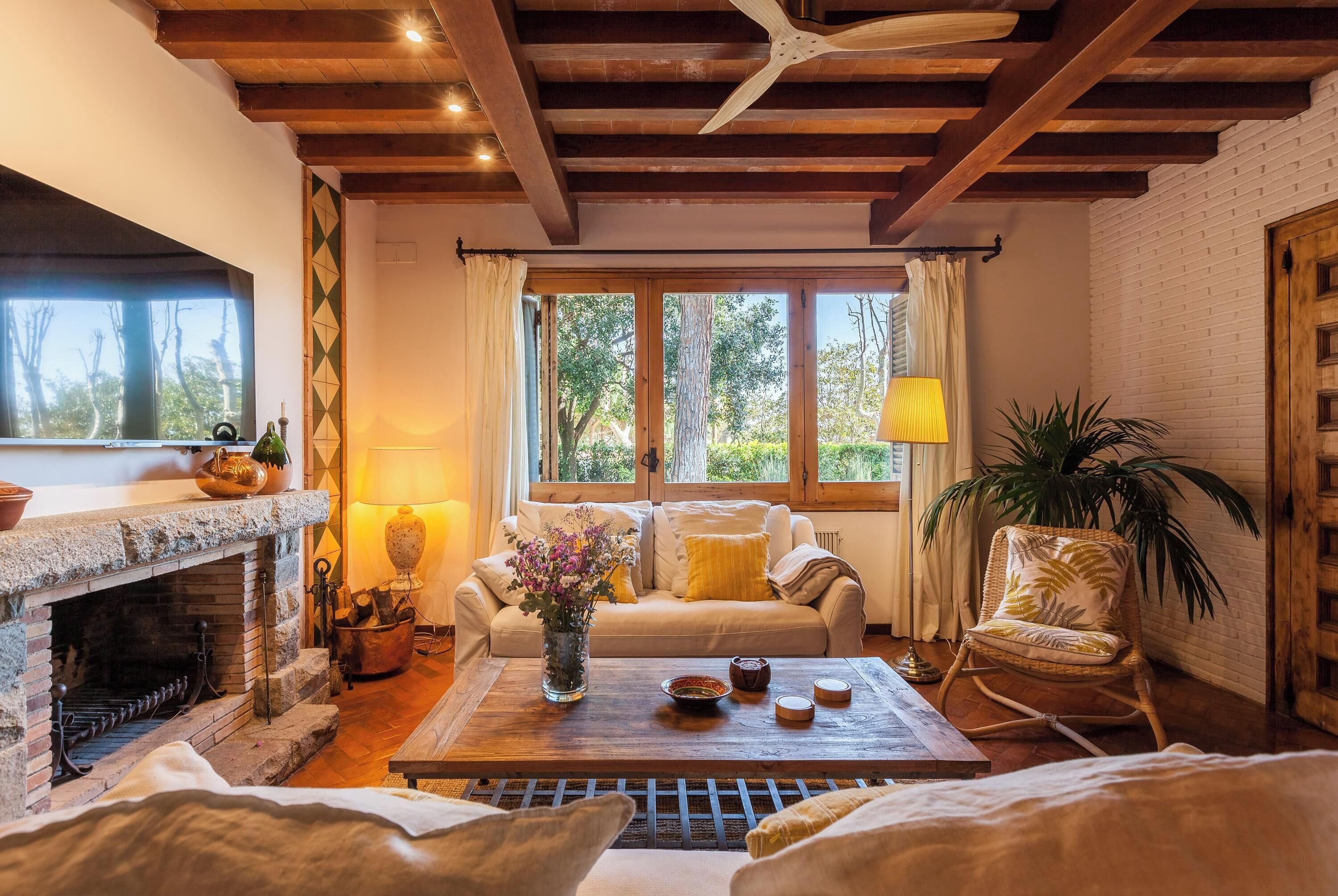 Televisión y chimenea 