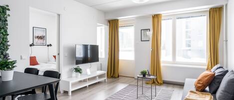 Standard Apartment, 1 Bedroom, Balcony | Living area | 43-inch flat-screen TV with cable channels, TV