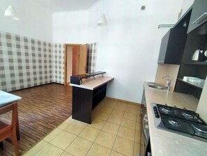 Fridge, microwave, oven, electric kettle