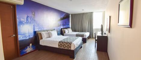 In-room safe, desk, laptop workspace, blackout drapes