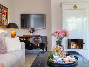 TV, fireplace, DVD player, stereo