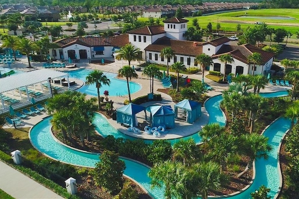 heated lazy river pool
