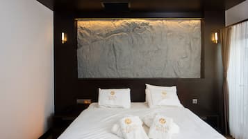 Suite estudio de lujo | Ropa de cama de alta calidad, minibar, sistema de insonorización