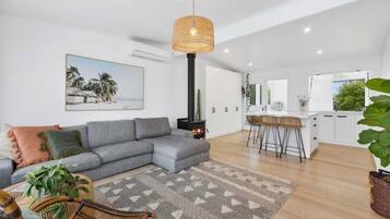 TV, fireplace