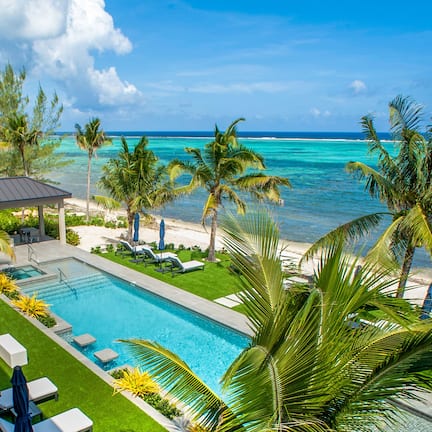 On the beach, sun loungers, beach umbrellas, beach towels