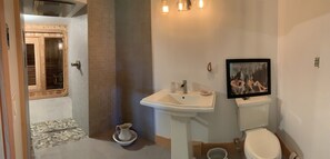 Combined shower/bathtub, jetted bath