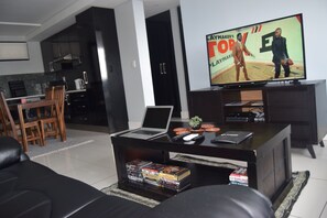 Smart TV, video games, DVD player, books