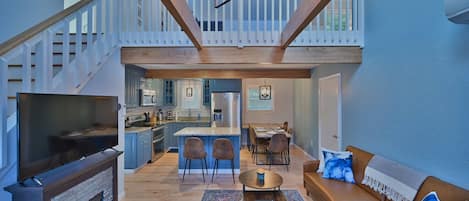 Smart TV, fireplace, video games