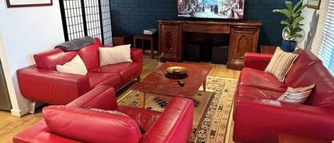 Smart TV, DVD player, books, video library