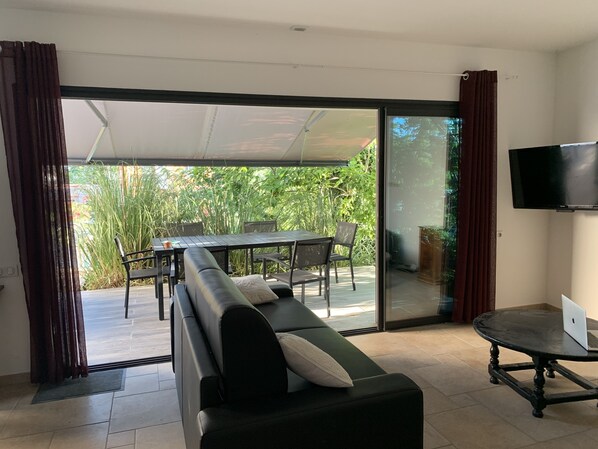 Televisión y chimenea