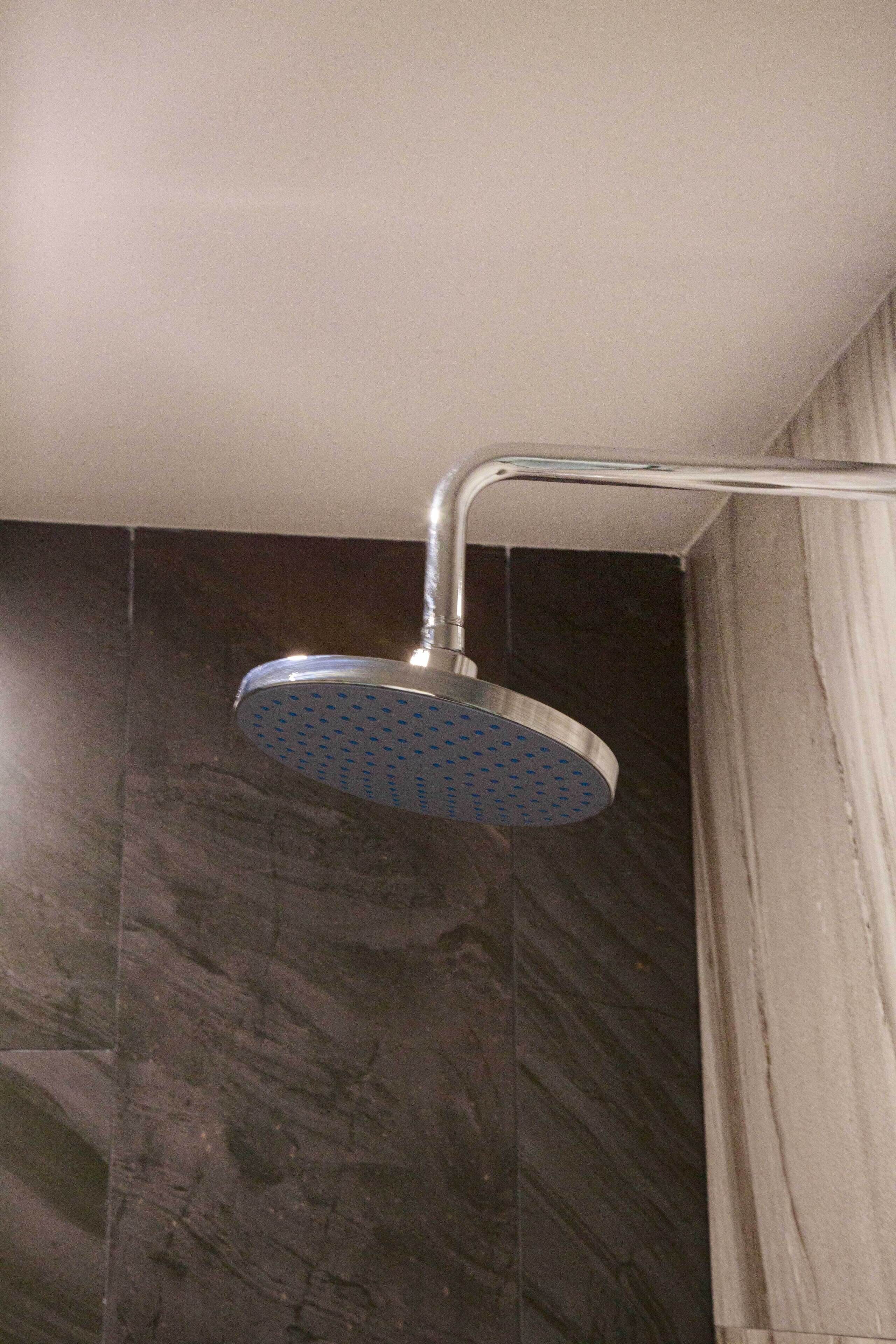 shower, slippers, towels