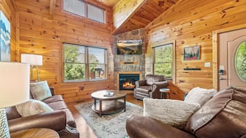 Smart TV, fireplace, video games, DVD player