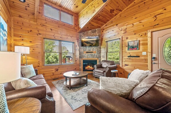 Smart TV, chimenea, videojuegos y reproductor de DVD 